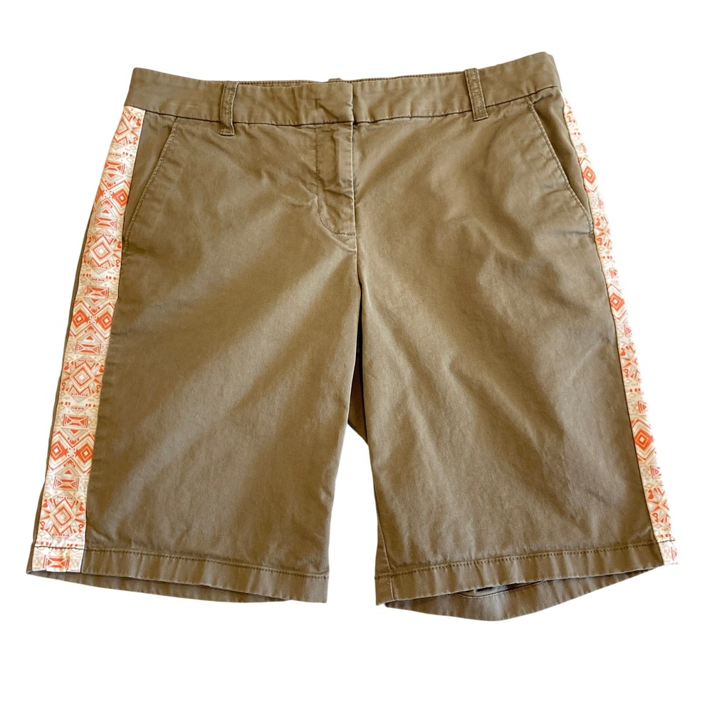 J.Crew Bermuda Shorts Women 4 (29" W) Brown Embroidered‎ Side Stripe